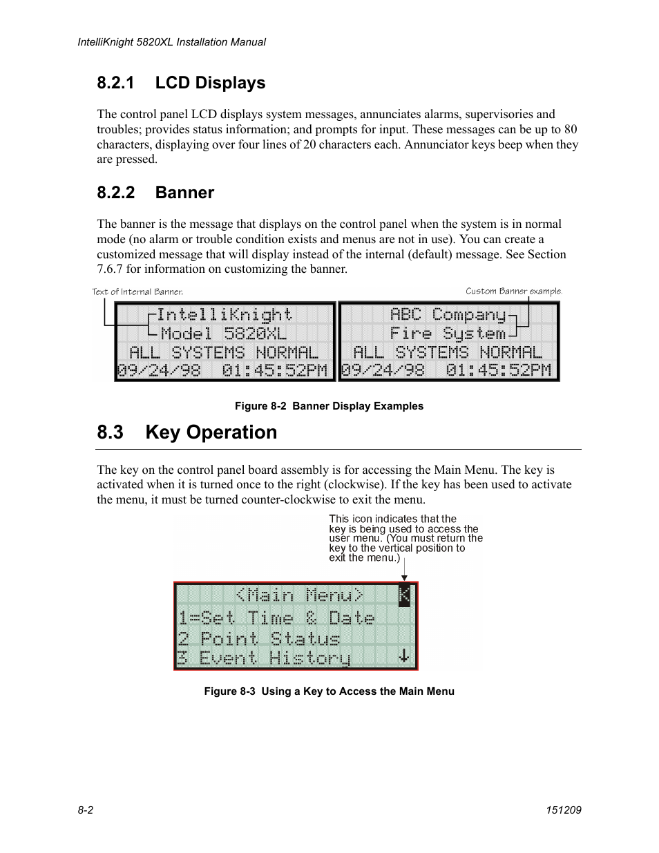 3 key operation, 1 lcd displays, 2 banner | FIREPOWER 5820XL User Manual | Page 2 / 8