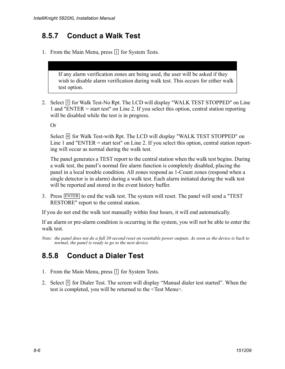 7 conduct a walk test, 8 conduct a dialer test | FIREPOWER 5820XL User Manual | Page 6 / 8