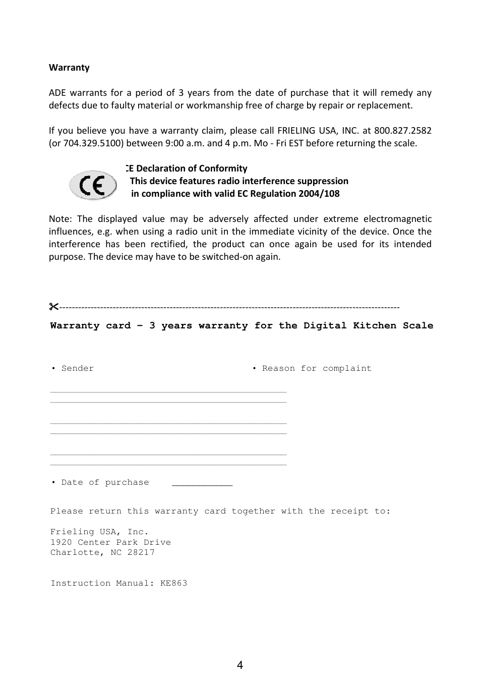 Frieling Slim/ KE863 User Manual | Page 4 / 4