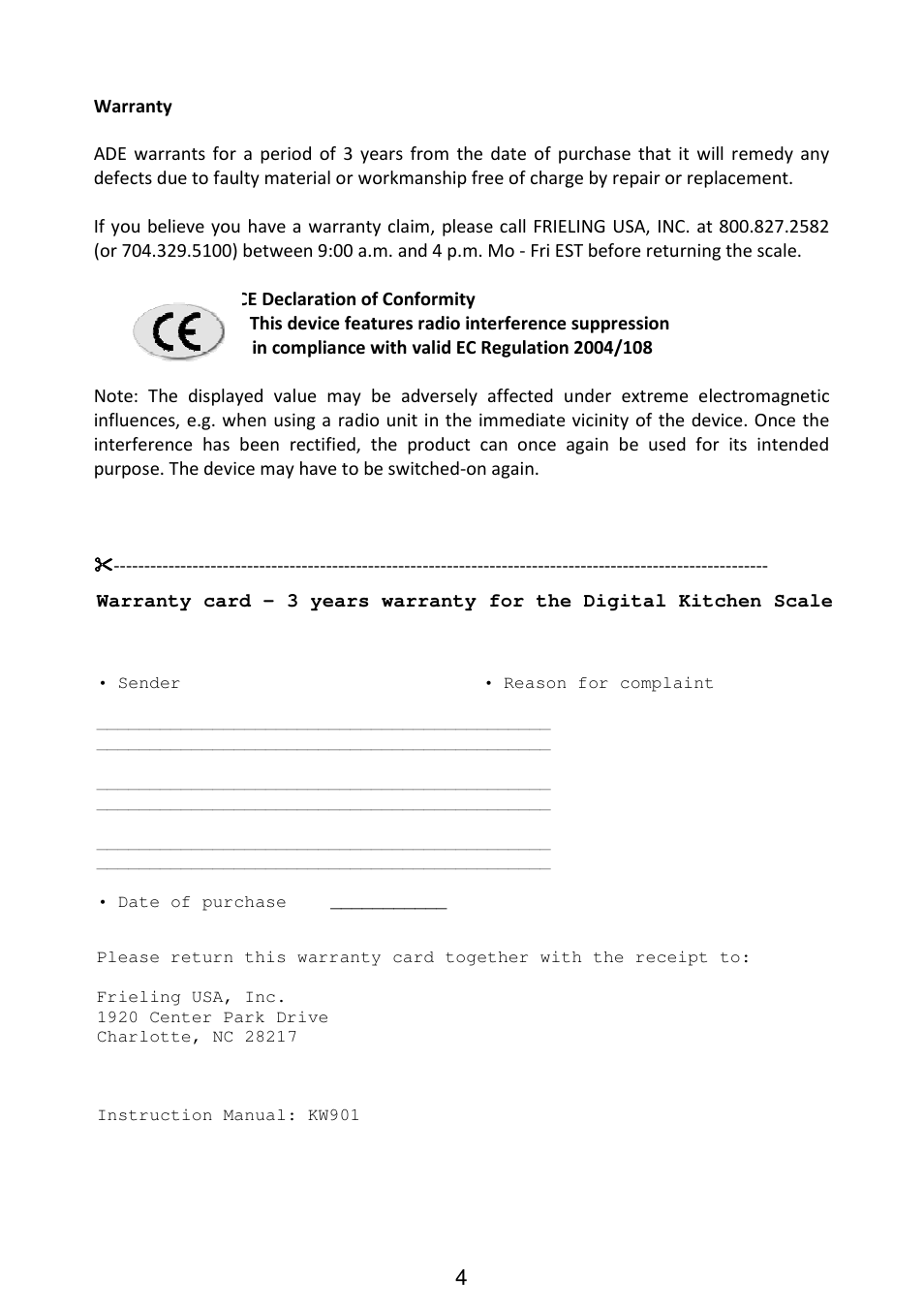 Frieling Maxi / KW901 User Manual | Page 4 / 4