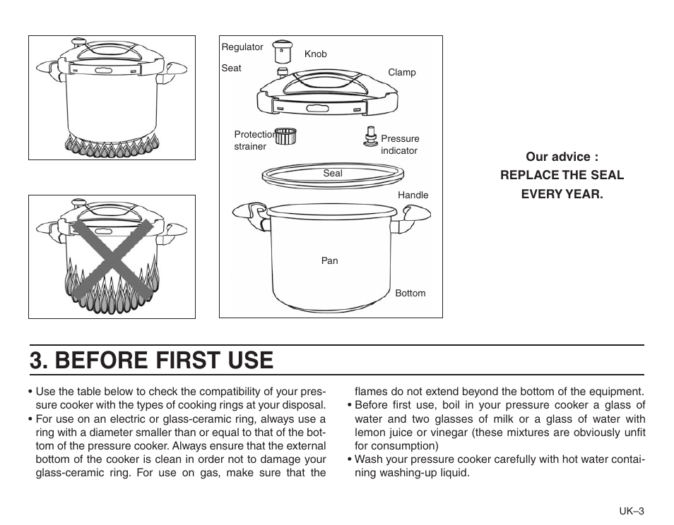 Before first use | Frieling Sitram: Speedo Pressure Cooker’s User Manual | Page 3 / 24