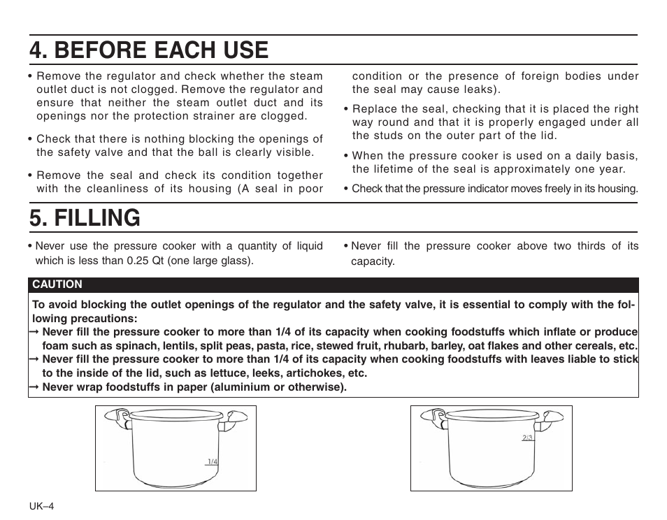 Before each use 5. filling | Frieling Sitram: Speedo Pressure Cooker’s User Manual | Page 4 / 24