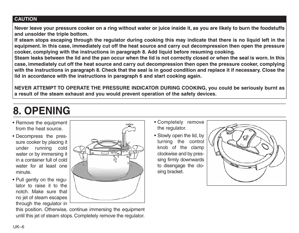 Opening | Frieling Sitram: Speedo Pressure Cooker’s User Manual | Page 6 / 24