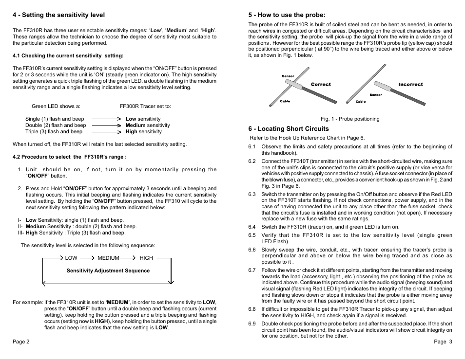 General Technologies FF310 Fault Finder for Electrical Wiring Open / Short Circuit User Manual | Page 3 / 9