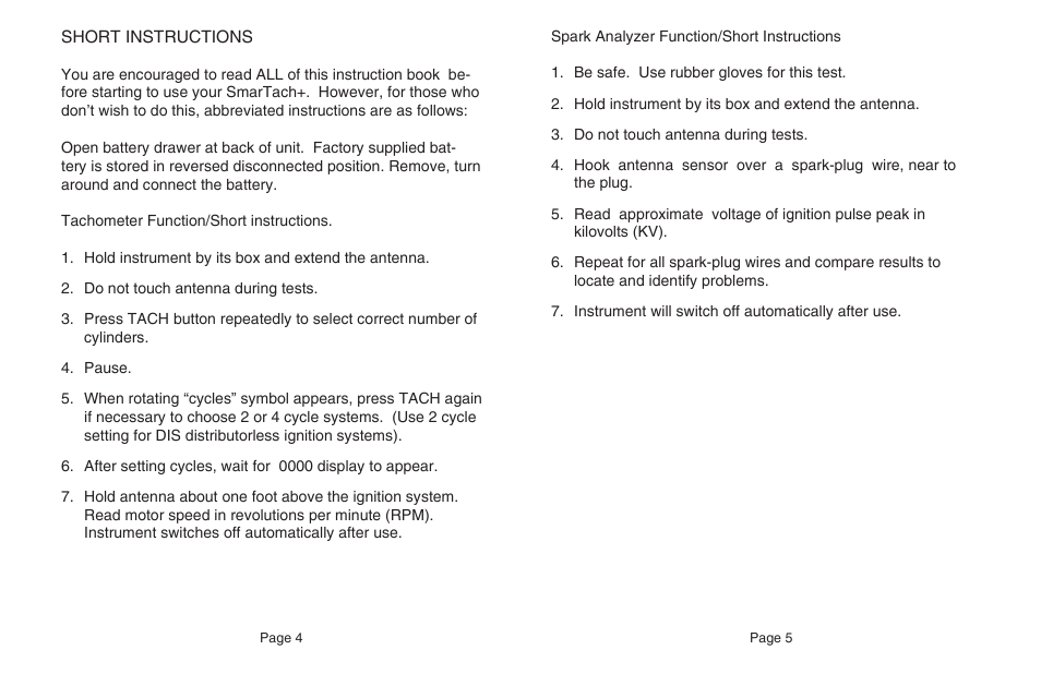 General Technologies TD101 SmarTach + D: Gas and Diesel Tachometer with Ignition Voltage Tester User Manual | Page 4 / 17