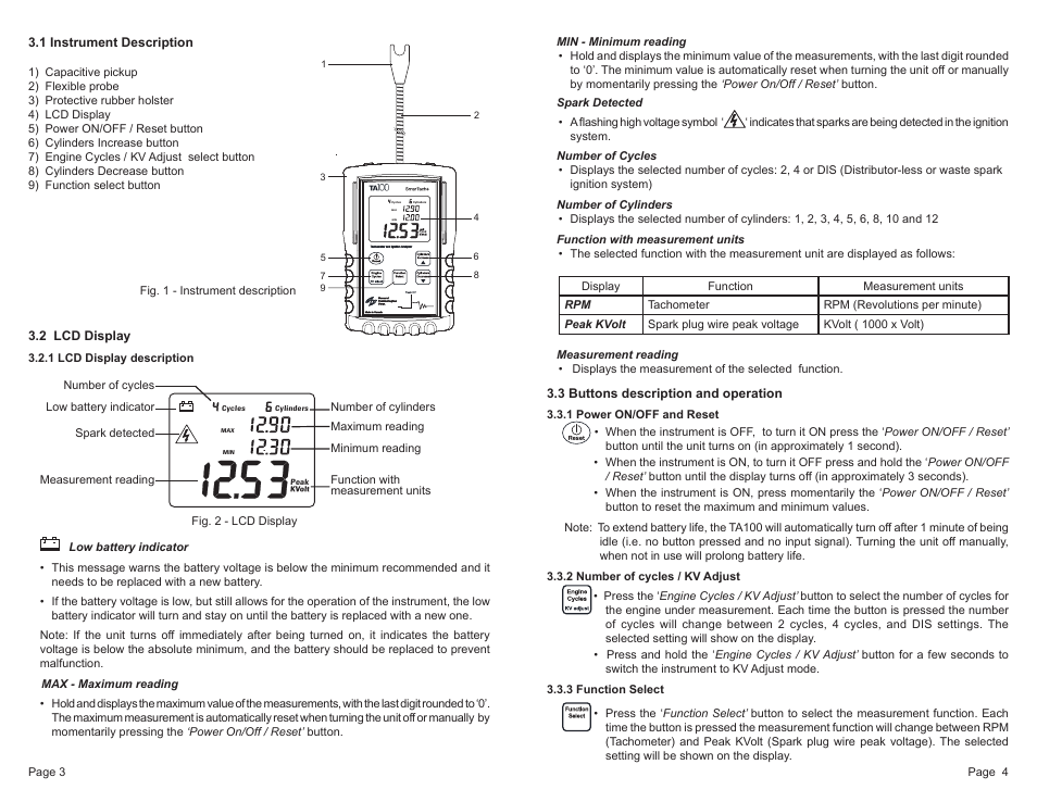 General Technologies TA100 SmarTach + : Digital Tachometer and Engine Analyzer User Manual | Page 3 / 7