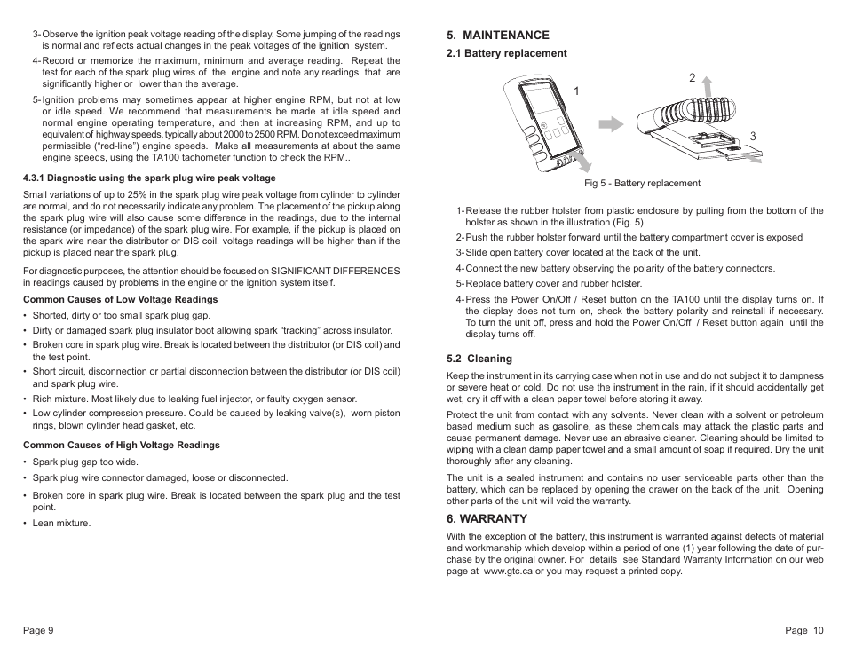 General Technologies TA100 SmarTach + : Digital Tachometer and Engine Analyzer User Manual | Page 6 / 7