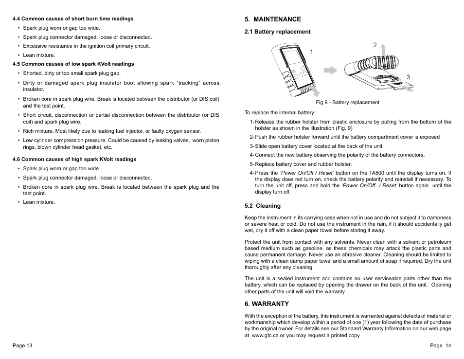General Technologies TA500 SmarTach+COP : Multisystem Engine Analyser User Manual | Page 8 / 9