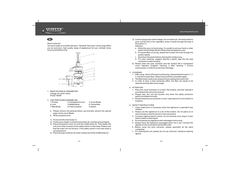 ViTESSE VS-215 User Manual | Page 2 / 3
