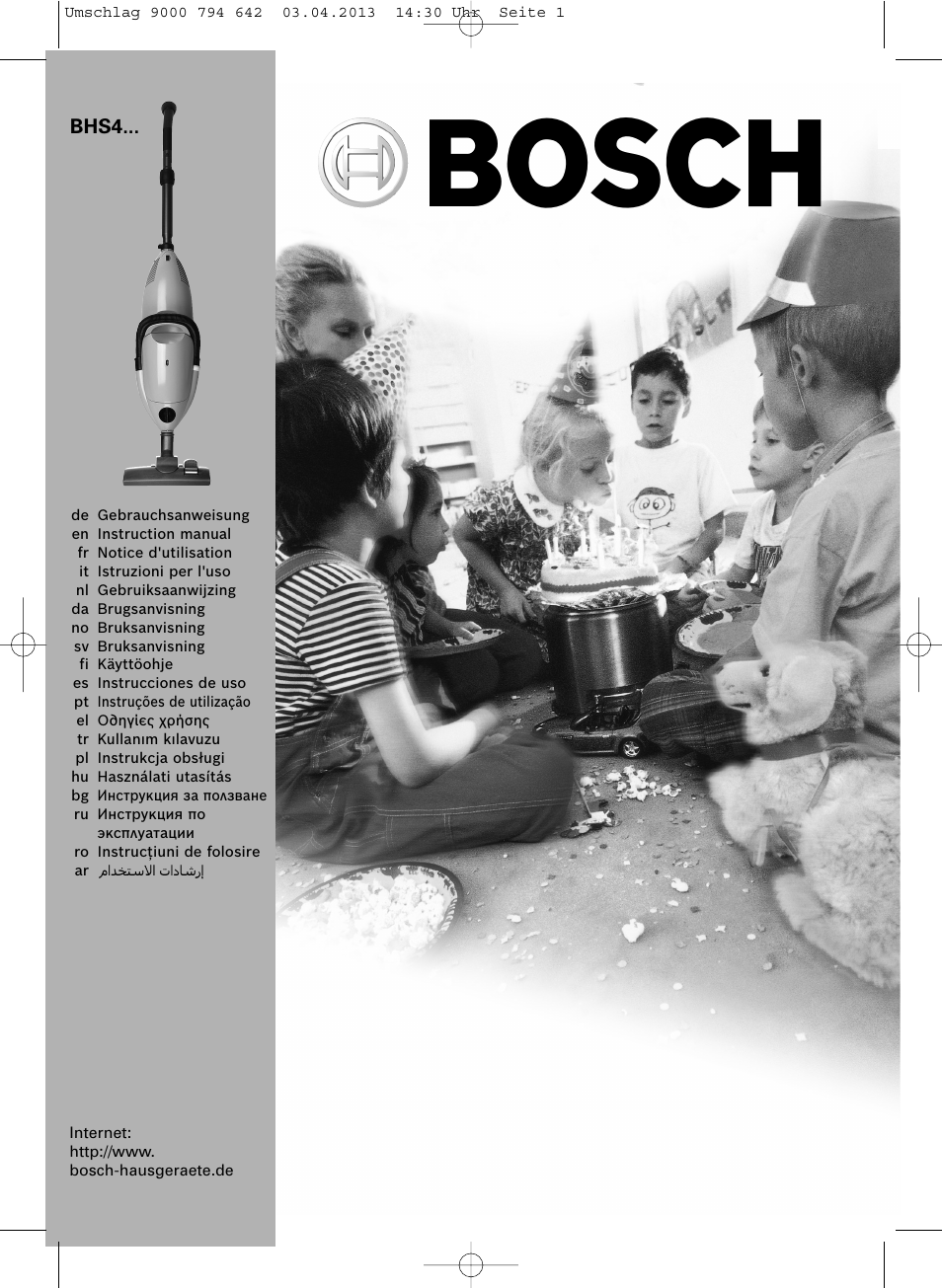 Bosch Scopa elettrica BHS41825 Pro Animal hepa 1800 W User Manual | 142 pages