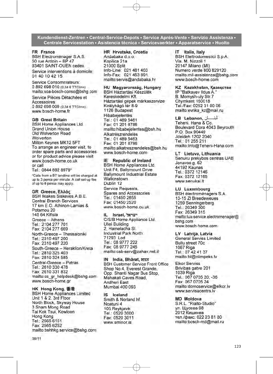 Bosch Scopa elettrica BHS41825 Pro Animal hepa 1800 W User Manual | Page 124 / 142