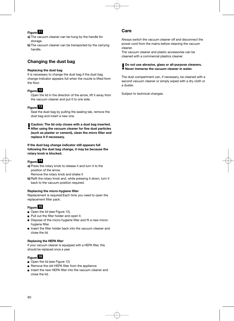 Changing the dust bag, Care | Bosch Scopa elettrica BHS41825 Pro Animal hepa 1800 W User Manual | Page 81 / 142