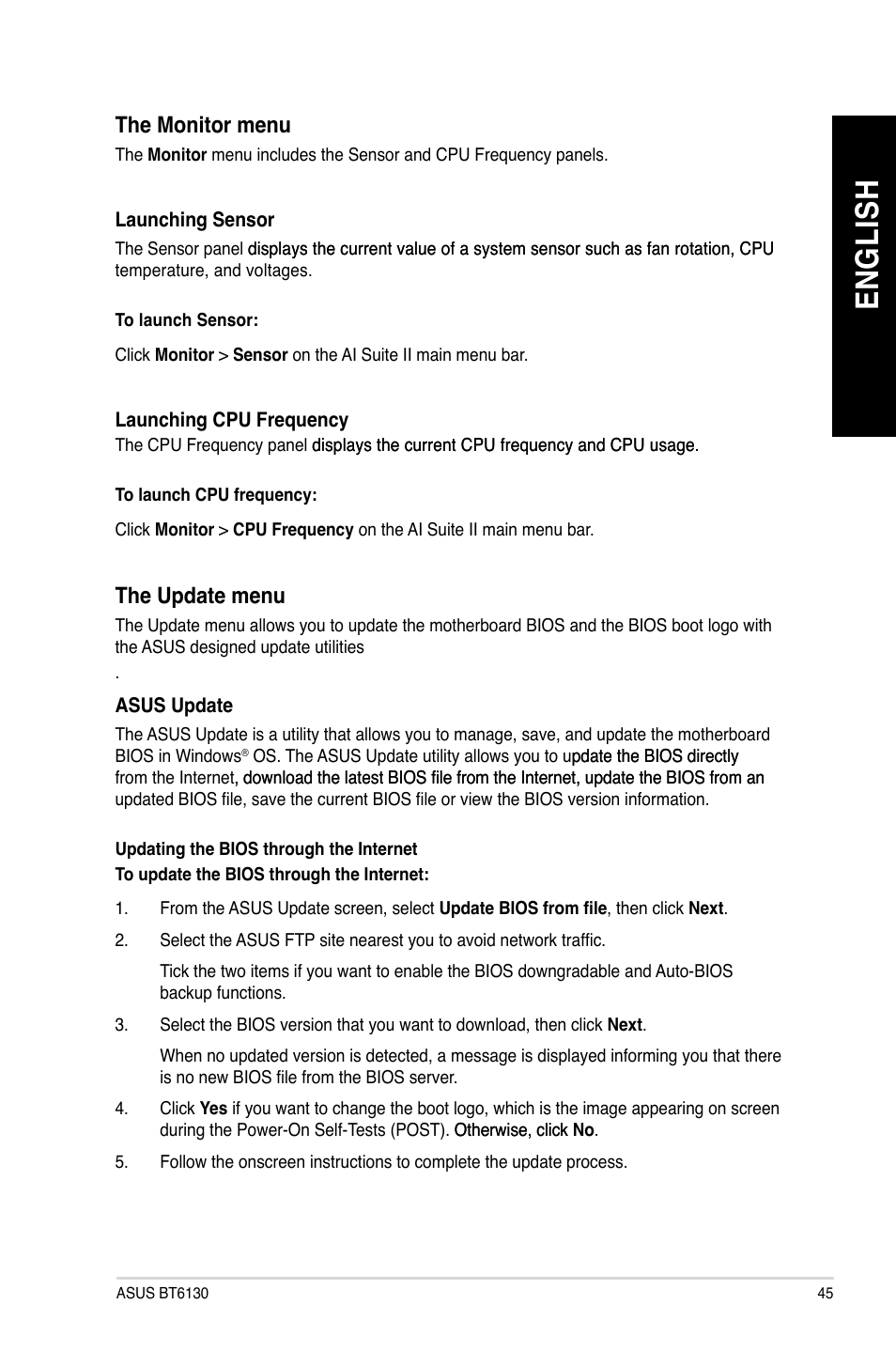 En gl is h en gl is h | Asus BT6130 User Manual | Page 45 / 60