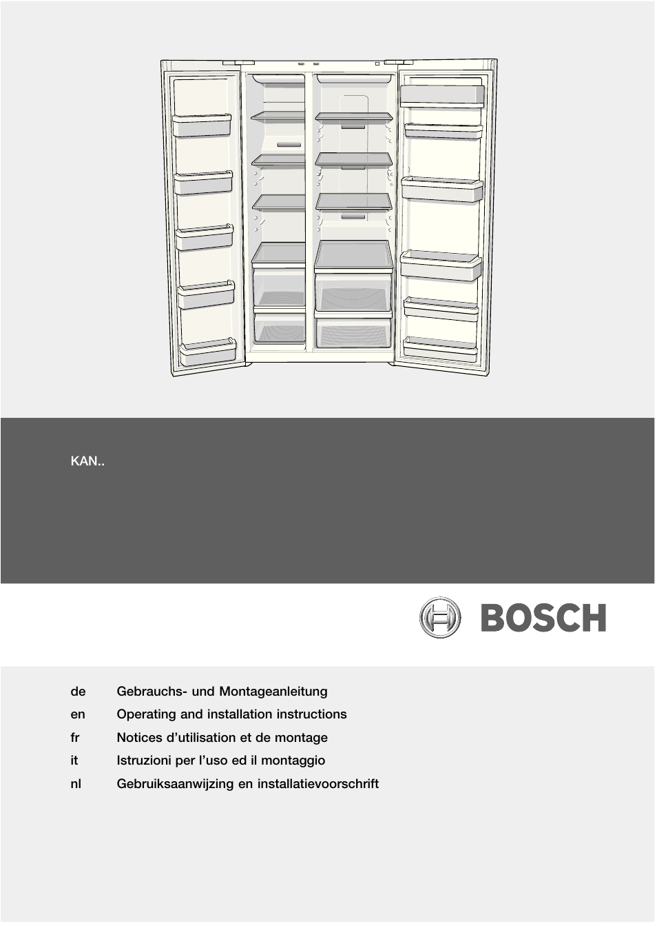 Bosch KAN62V40 Frigo-congelatore Side by Side Inox look User Manual | 71 pages