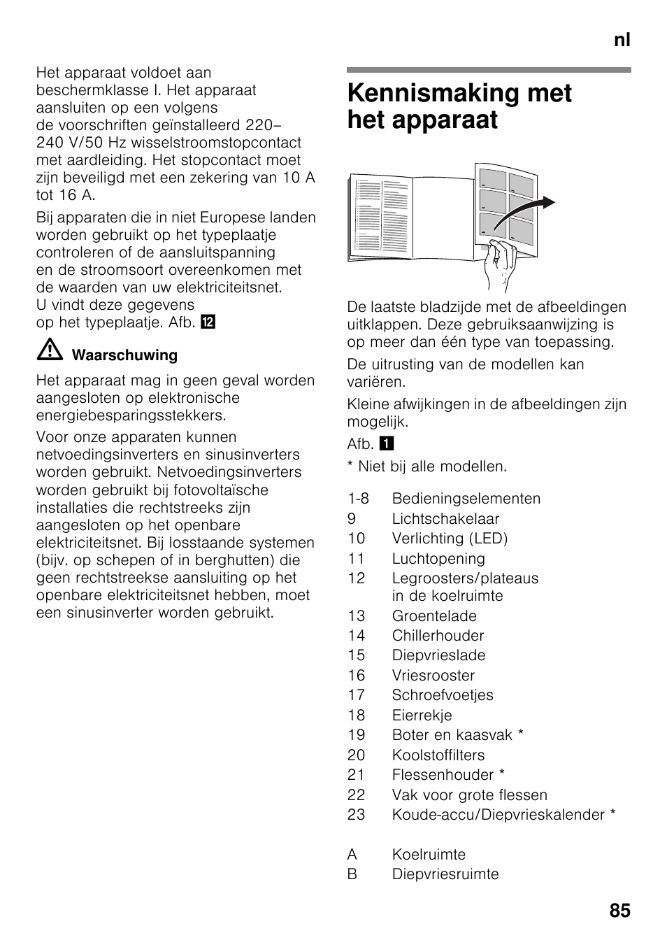 Kennismaking met het apparaat, Nl 85 | Bosch KGN49VW20 Frigo-congelatore da libero posizionamento Bianco User Manual | Page 85 / 102