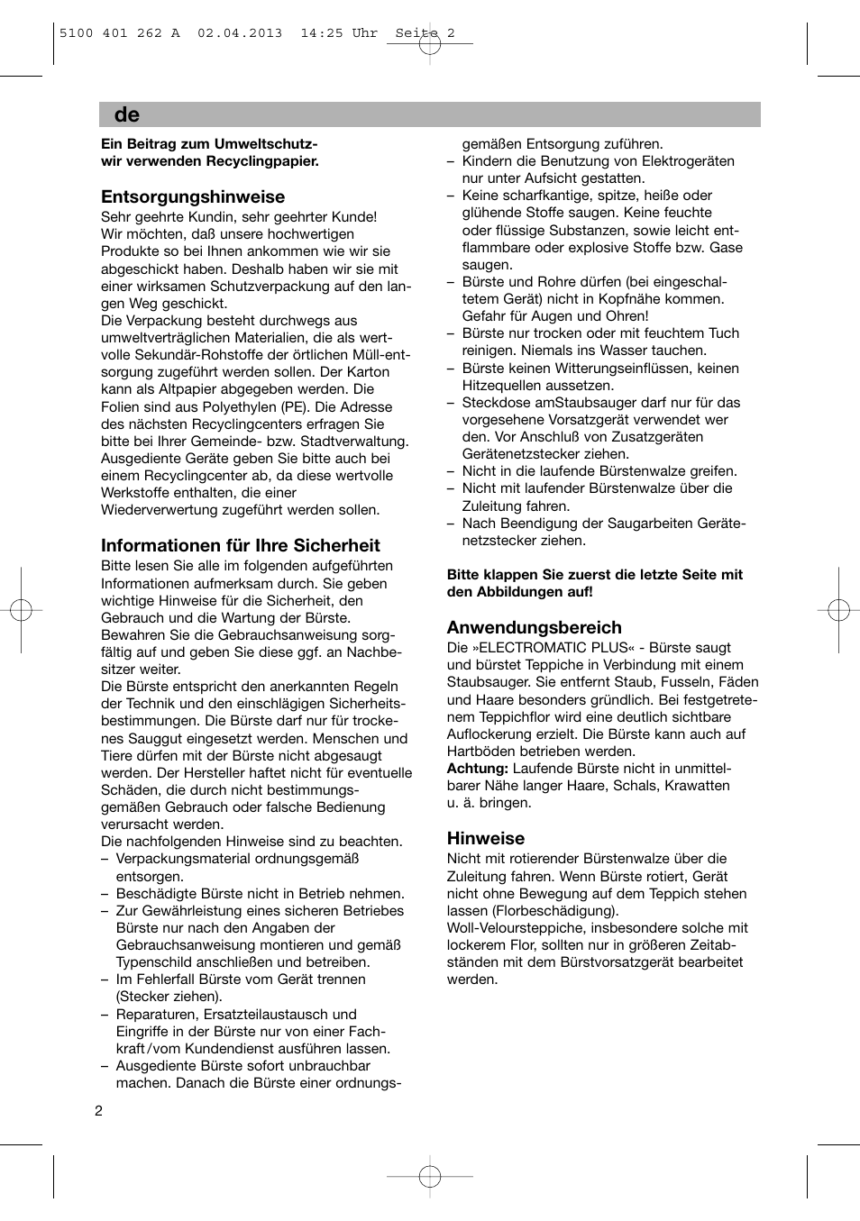 Bosch BHS41892 User Manual | Page 2 / 35