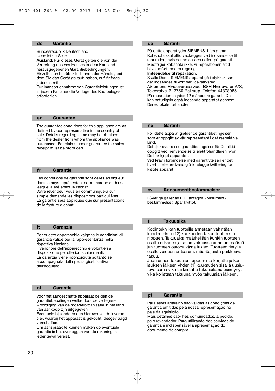 Bosch BHS41892 User Manual | Page 30 / 35