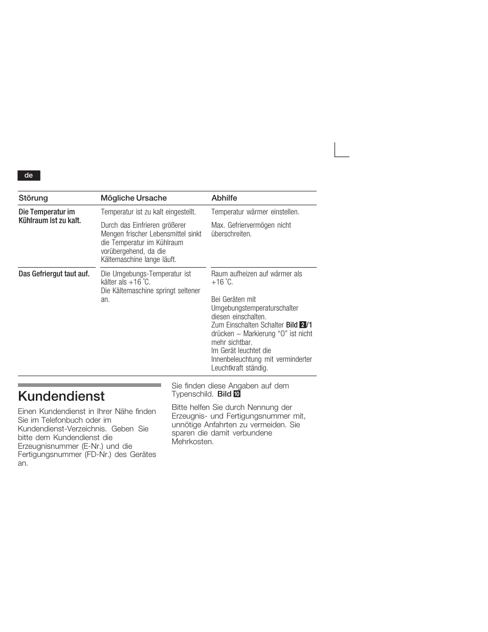 Kundendienst | Bosch KIV34X20 Frigorifero combinato Porta a traino User Manual | Page 14 / 64