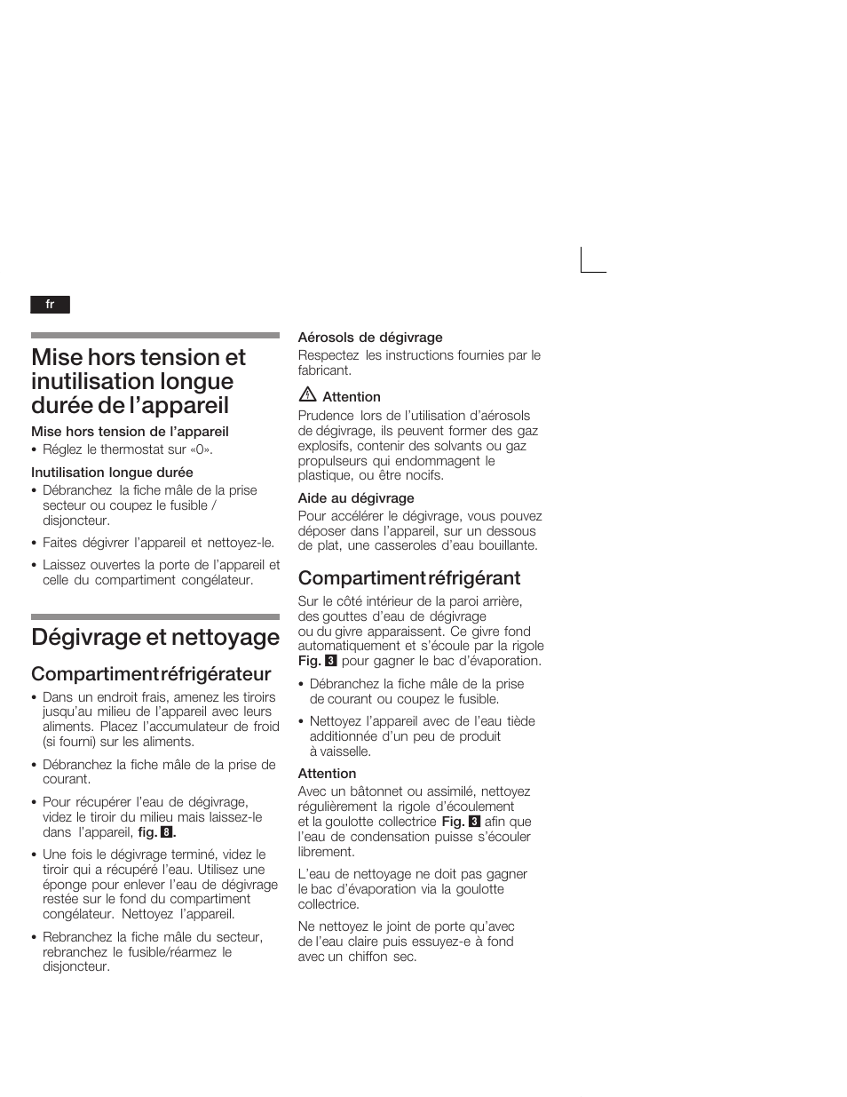 Dégivrage et nettoyage, Compartiment réfrigérateur, Compartiment réfrigérant | Bosch KIV34X20 Frigorifero combinato Porta a traino User Manual | Page 34 / 64