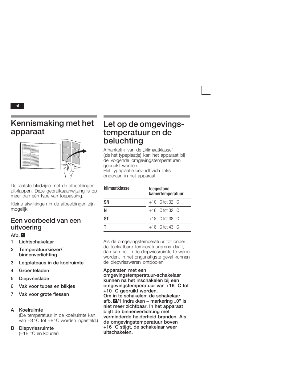 Kennismaking met het apparaat, Let op de omgevingsć temperatuur en de beluchting, Een voorbeeld van een uitvoering | Bosch KIV34X20 Frigorifero combinato Porta a traino User Manual | Page 52 / 64