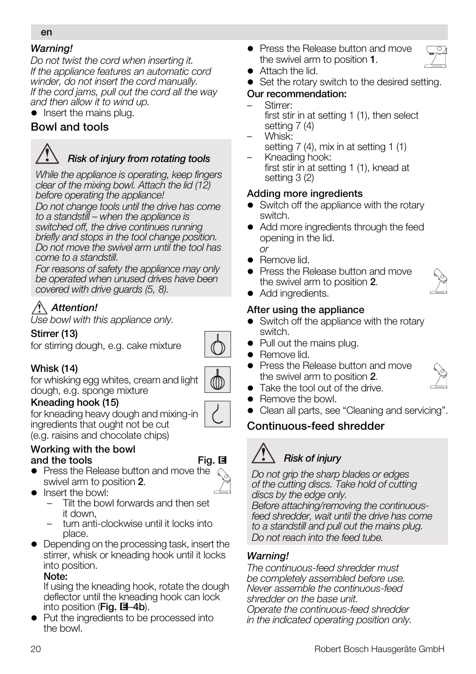 Bosch MUM56S40 User Manual | Page 20 / 173
