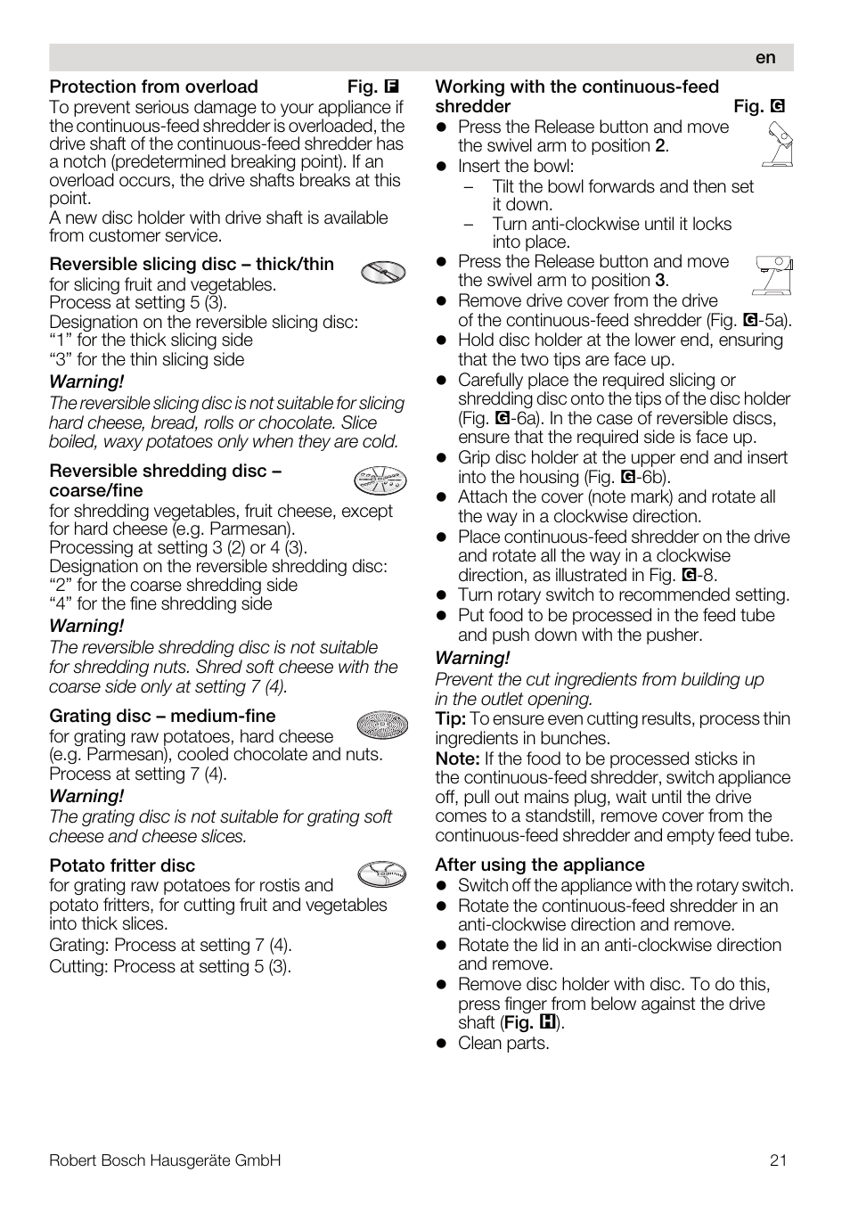 Bosch MUM56S40 User Manual | Page 21 / 173