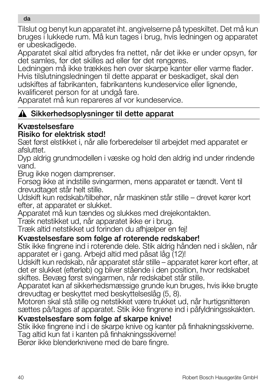 Bosch MUM56S40 User Manual | Page 40 / 173