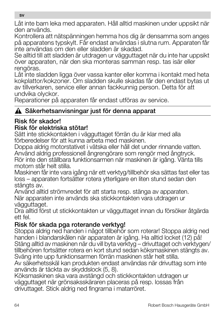 Bosch MUM56S40 User Manual | Page 64 / 173