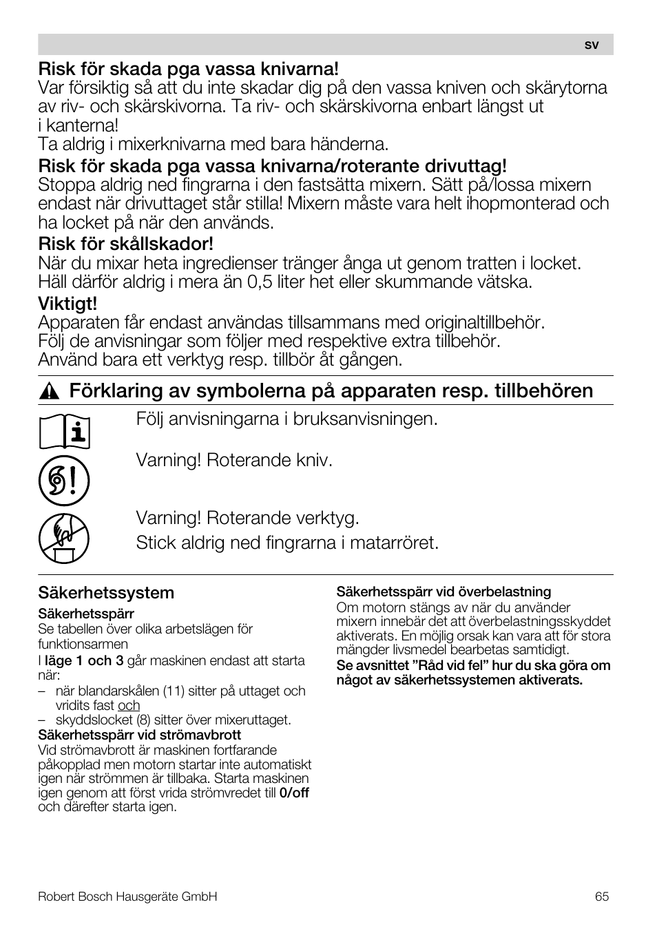 Bosch MUM56S40 User Manual | Page 65 / 173