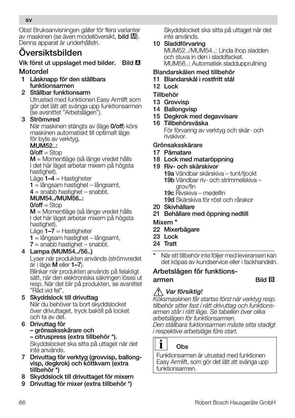 Översiktsbilden | Bosch MUM56S40 User Manual | Page 66 / 173