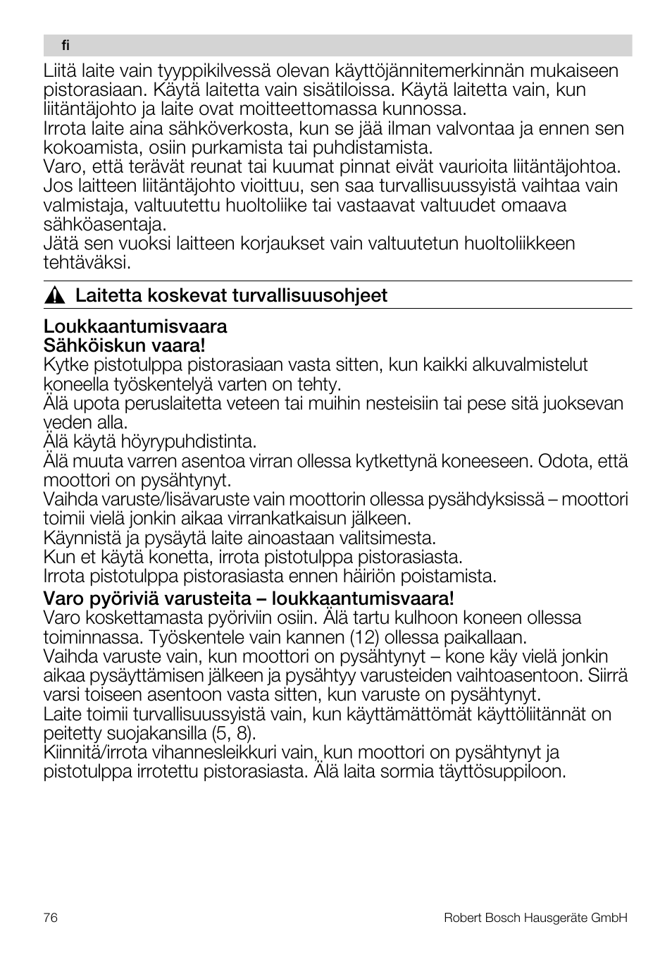 Bosch MUM56S40 User Manual | Page 76 / 173