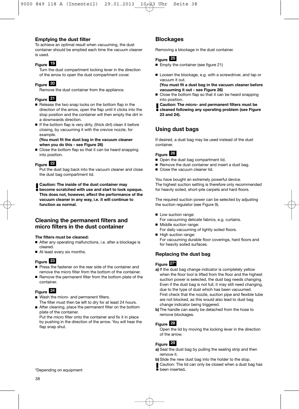 Blockages, Using dust bags | Bosch Logo Series User Manual | Page 39 / 135