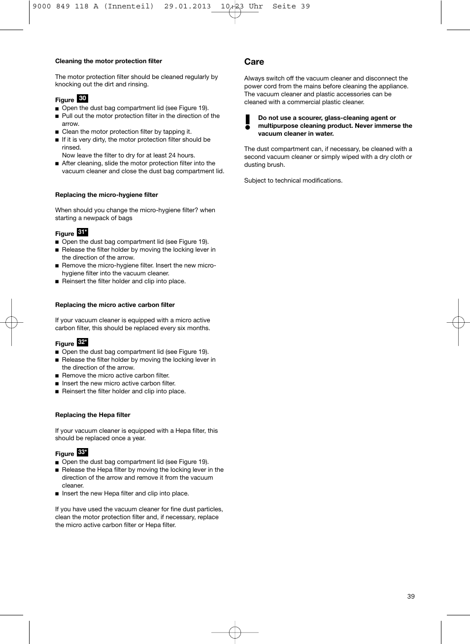 Care | Bosch Logo Series User Manual | Page 40 / 135