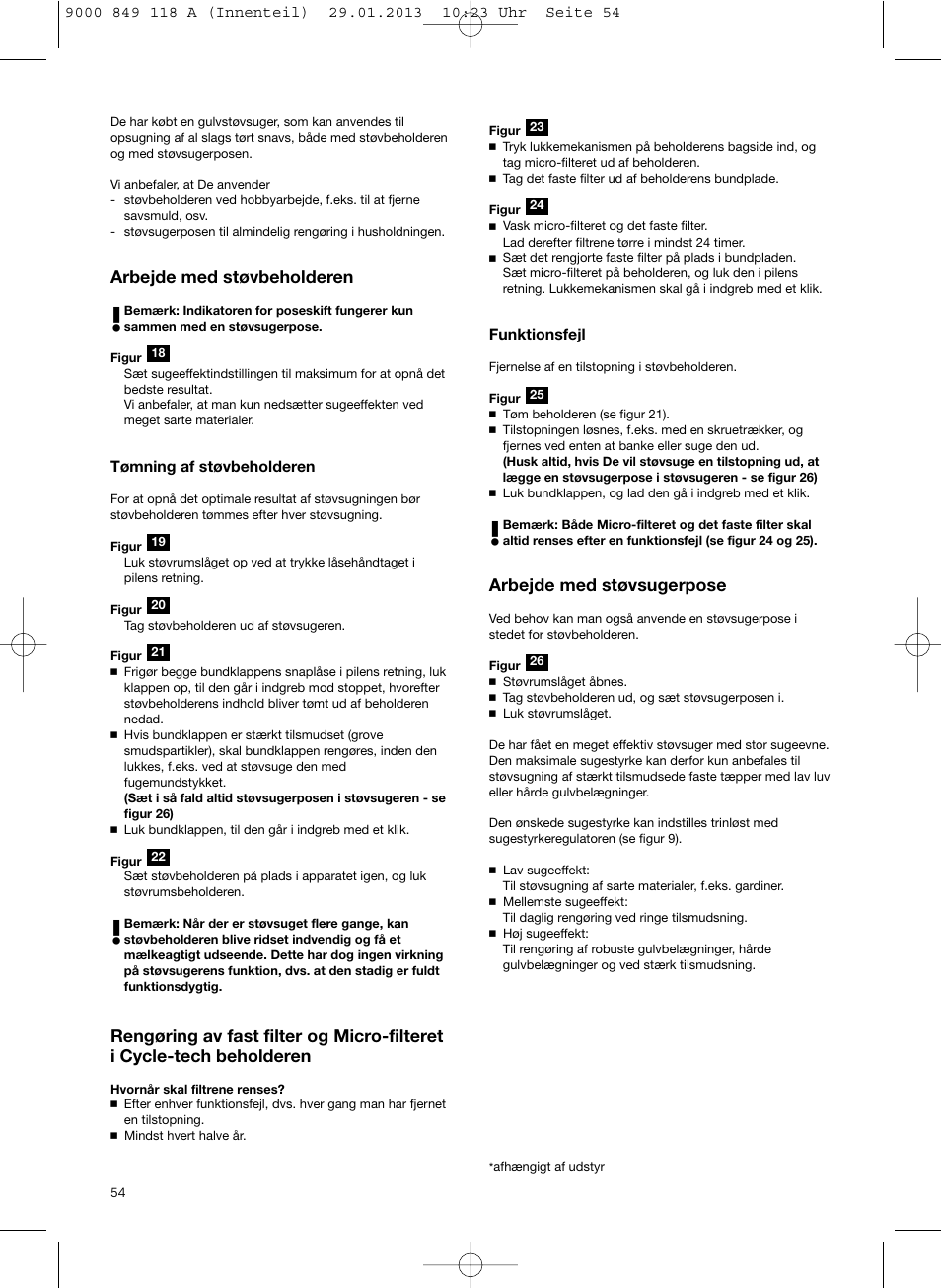 Arbejde med støvbeholderen, Arbejde med støvsugerpose | Bosch Logo Series User Manual | Page 55 / 135