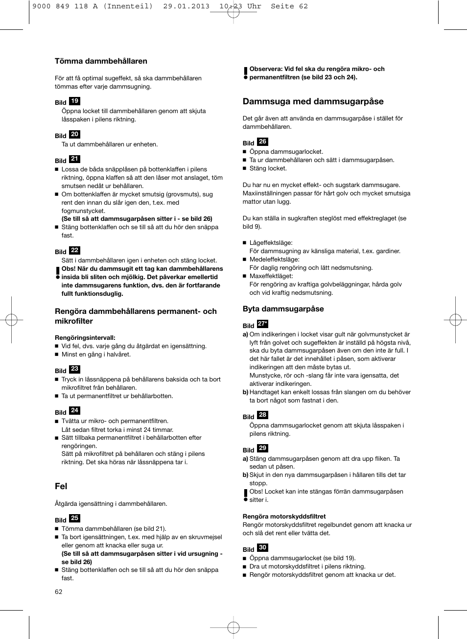 Dammsuga med dammsugarpåse | Bosch Logo Series User Manual | Page 63 / 135