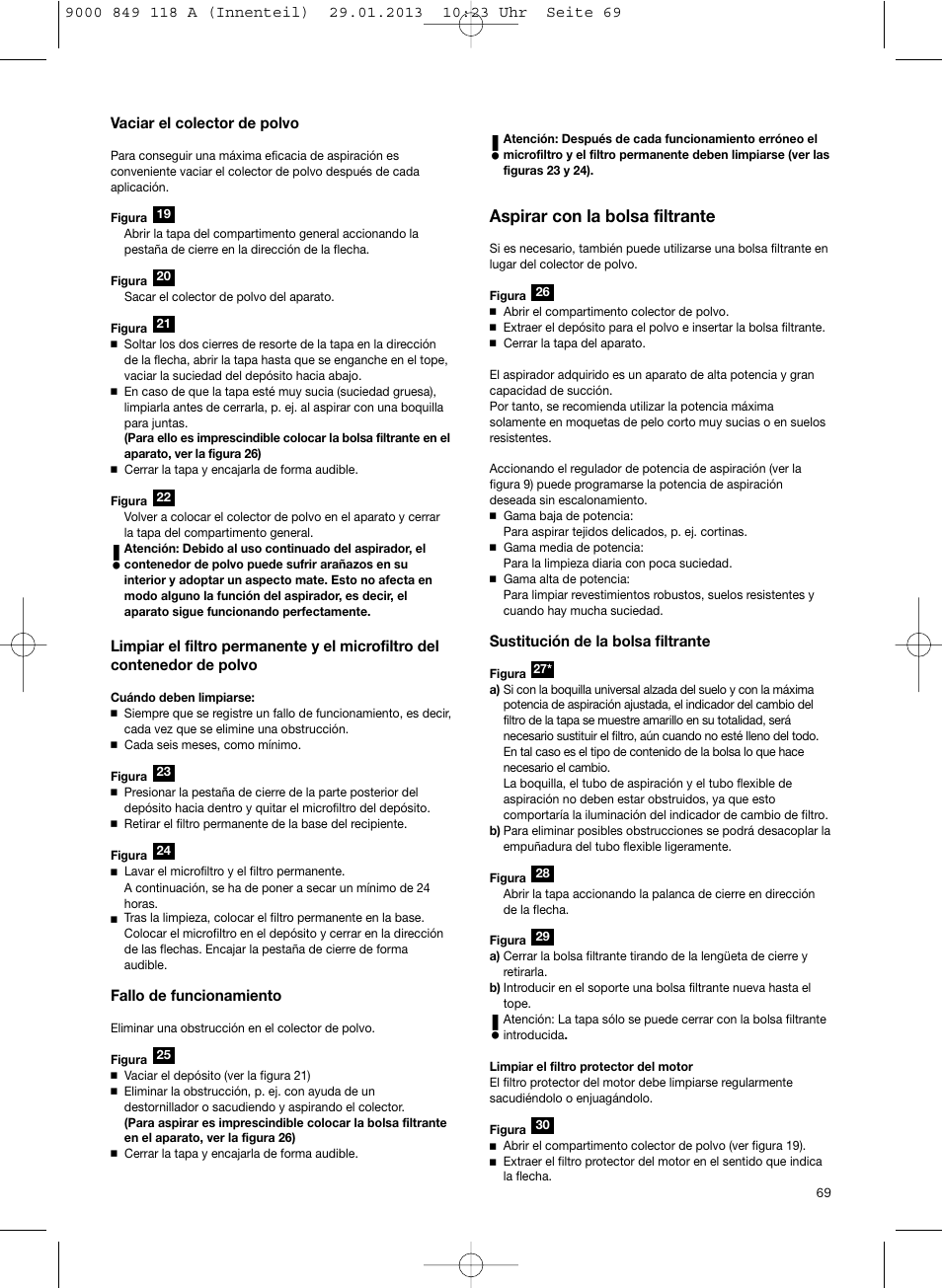 Aspirar con la bolsa filtrante | Bosch Logo Series User Manual | Page 70 / 135