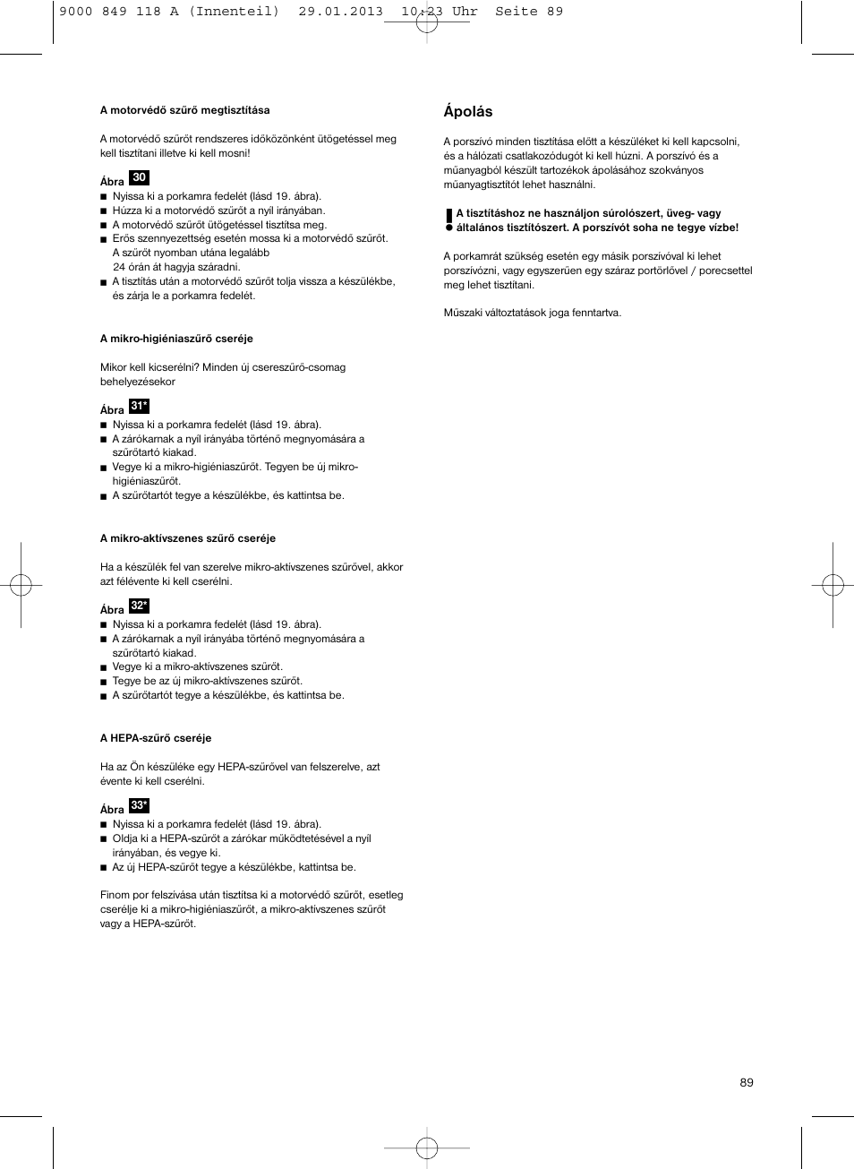 Ápolás | Bosch Logo Series User Manual | Page 90 / 135