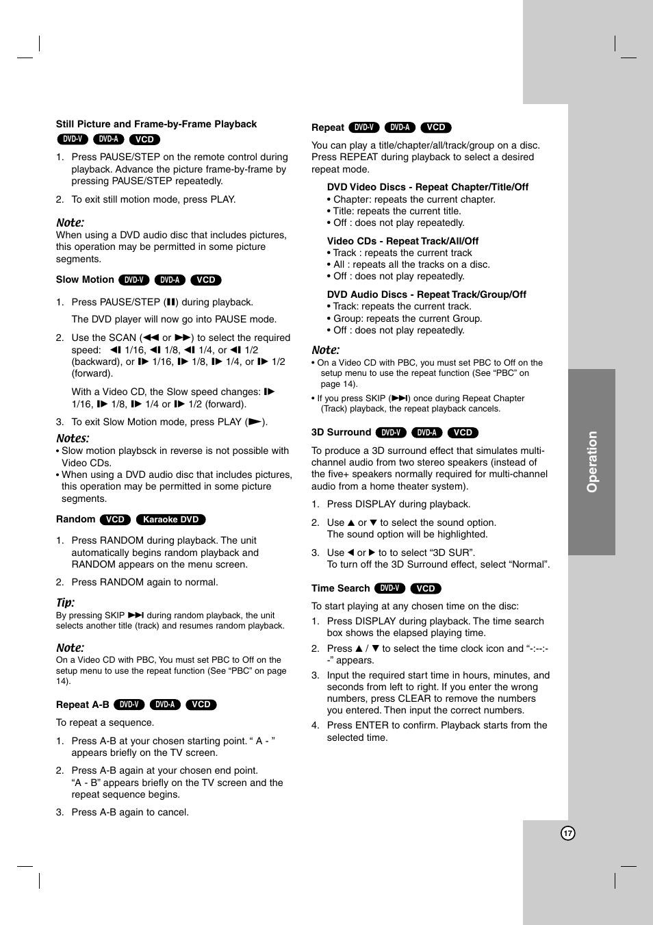Operation | LG DK487 User Manual | Page 17 / 58