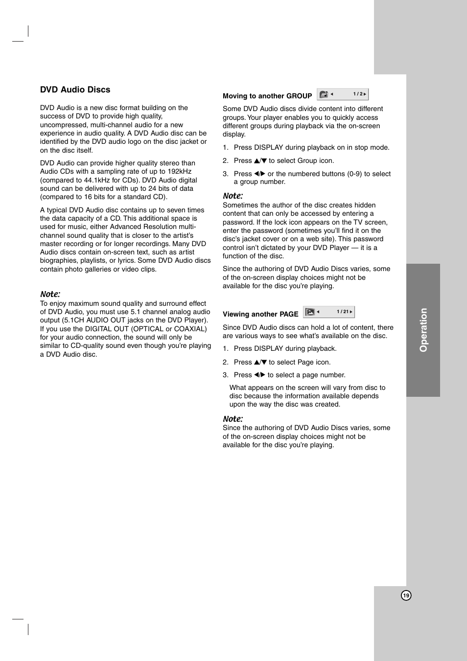 Operation | LG DK487 User Manual | Page 19 / 58