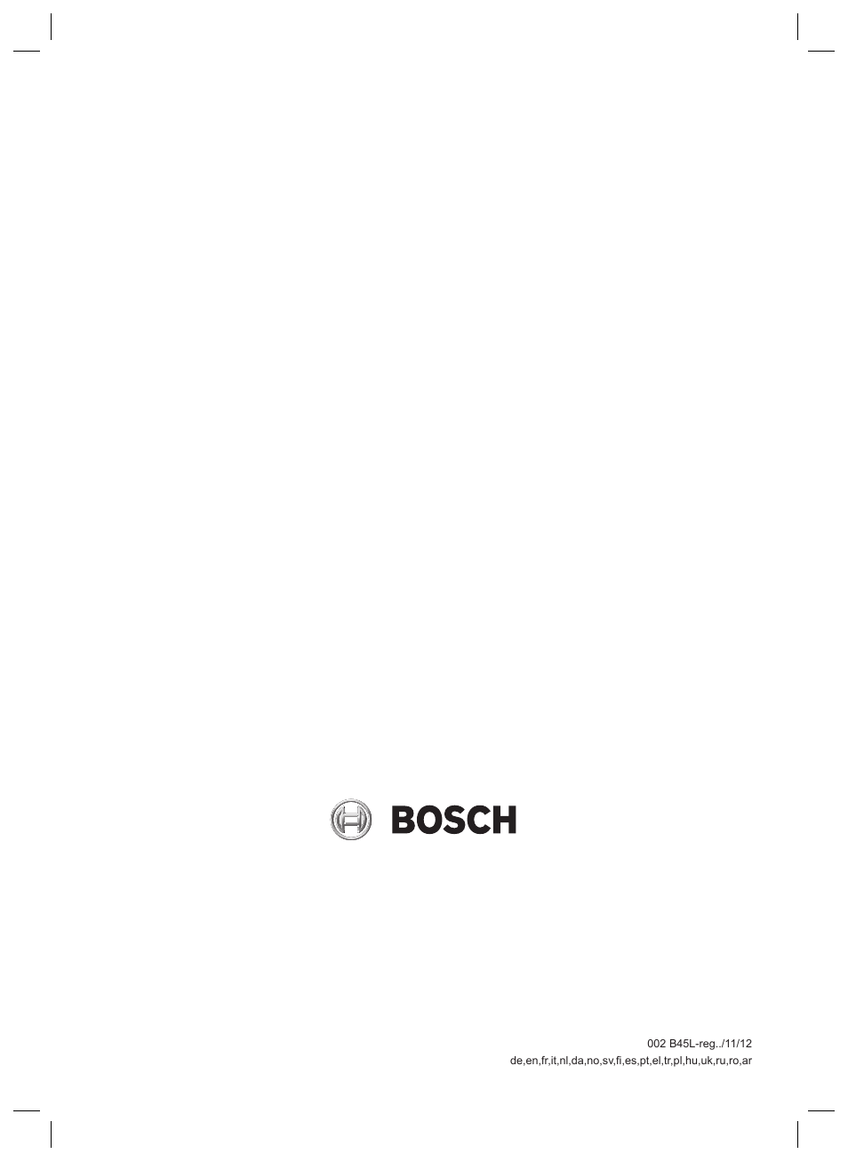 Bosch TDS4530 User Manual | Page 160 / 160