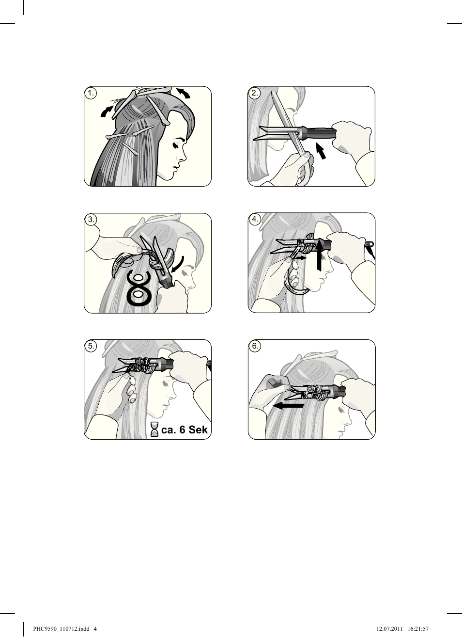 Ca. 6 sek | Bosch PHC9590 User Manual | Page 4 / 120