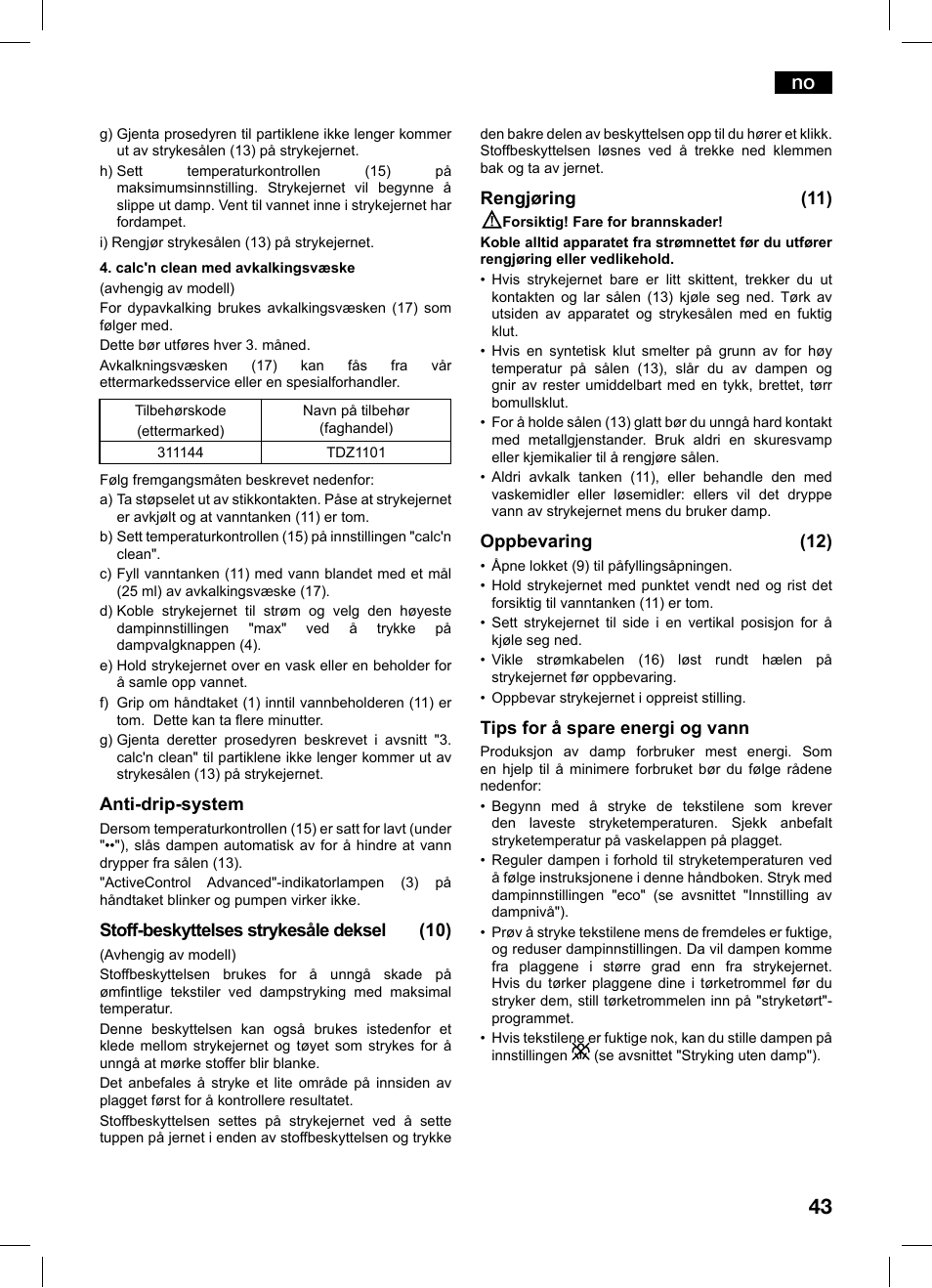 Bosch TDS1216 User Manual | Page 43 / 116