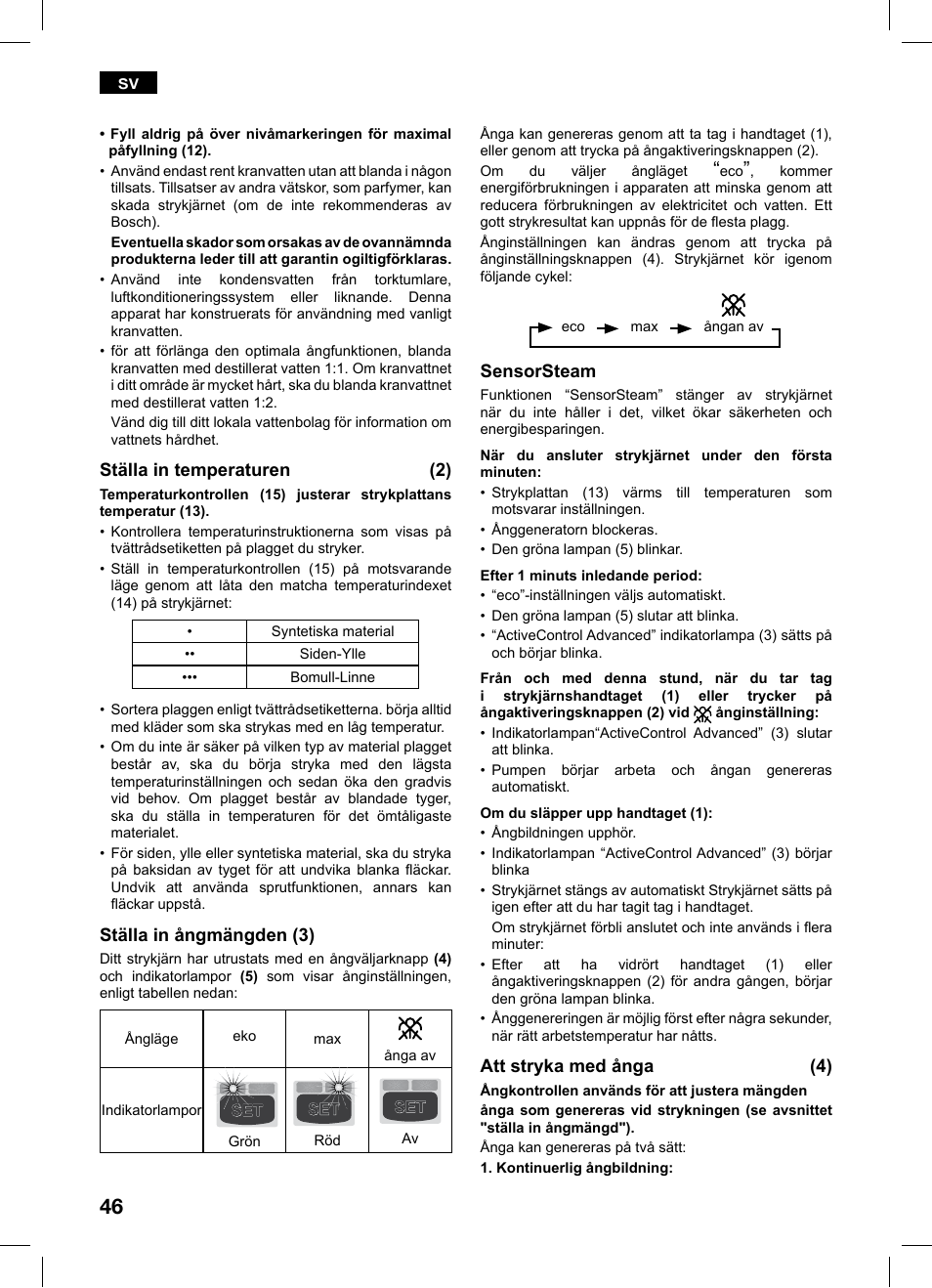 Bosch TDS1216 User Manual | Page 46 / 116