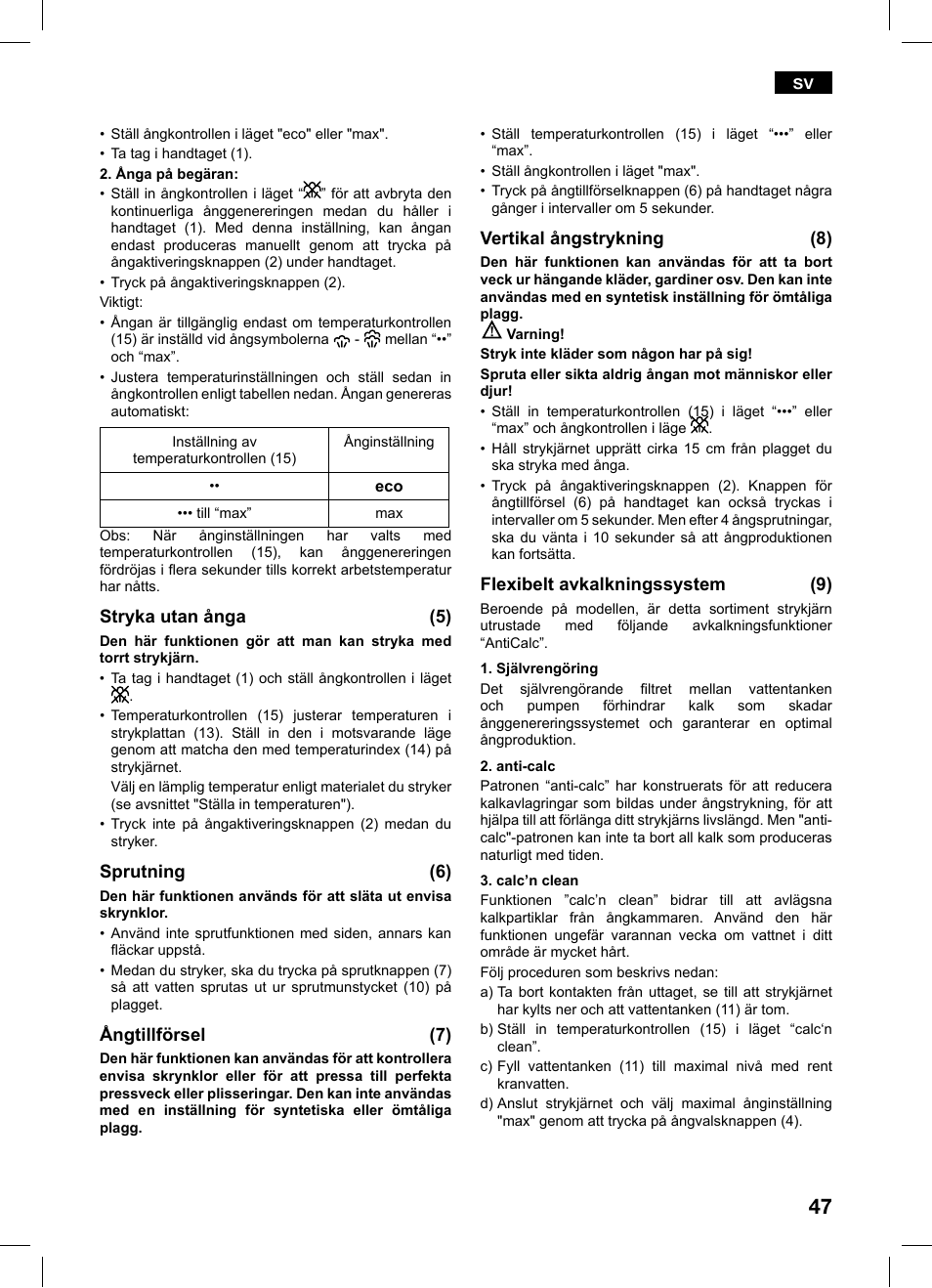 Bosch TDS1216 User Manual | Page 47 / 116