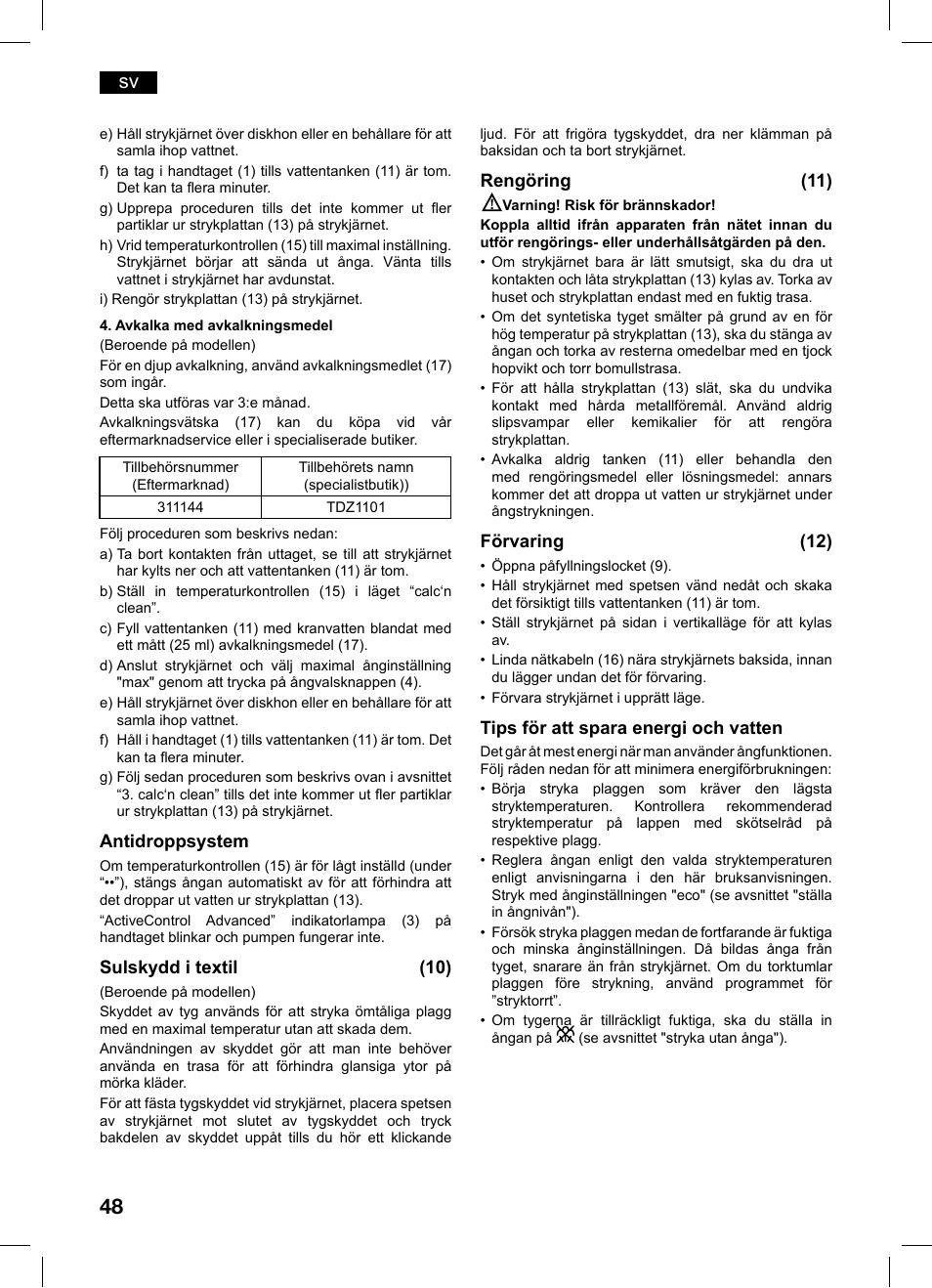 Bosch TDS1216 User Manual | Page 48 / 116