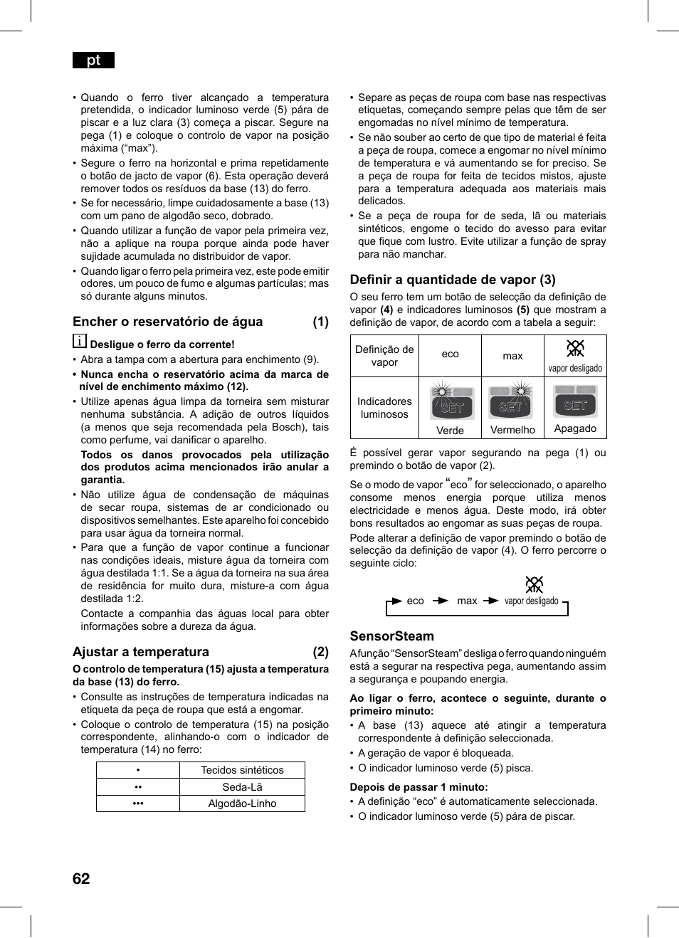 Bosch TDS1216 User Manual | Page 62 / 116