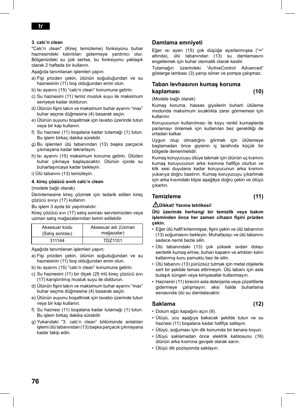 Bosch TDS1216 User Manual | Page 76 / 116