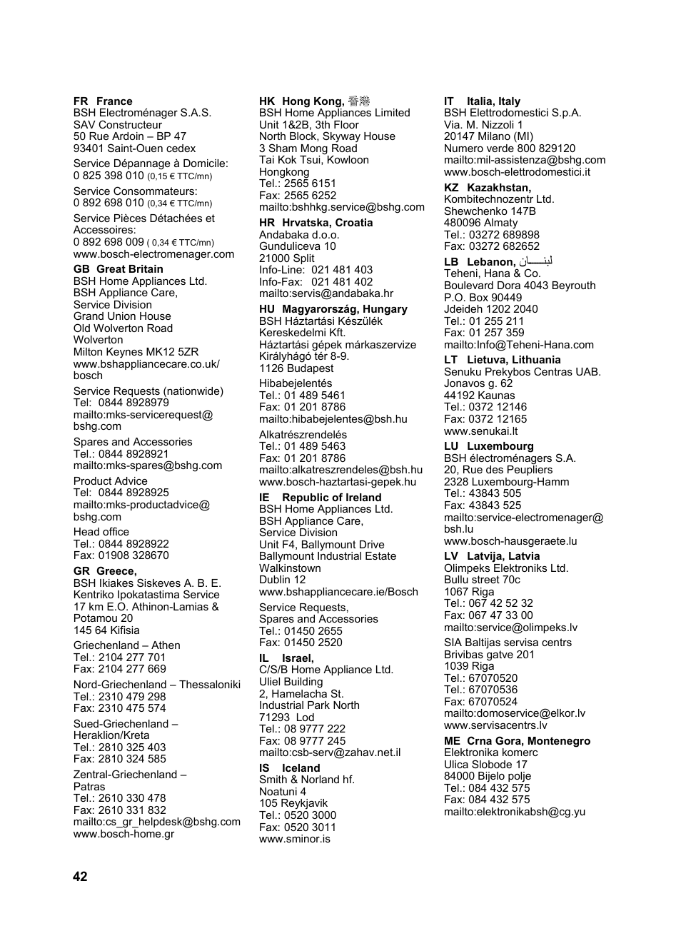 Bosch PHA2302 User Manual | Page 44 / 46