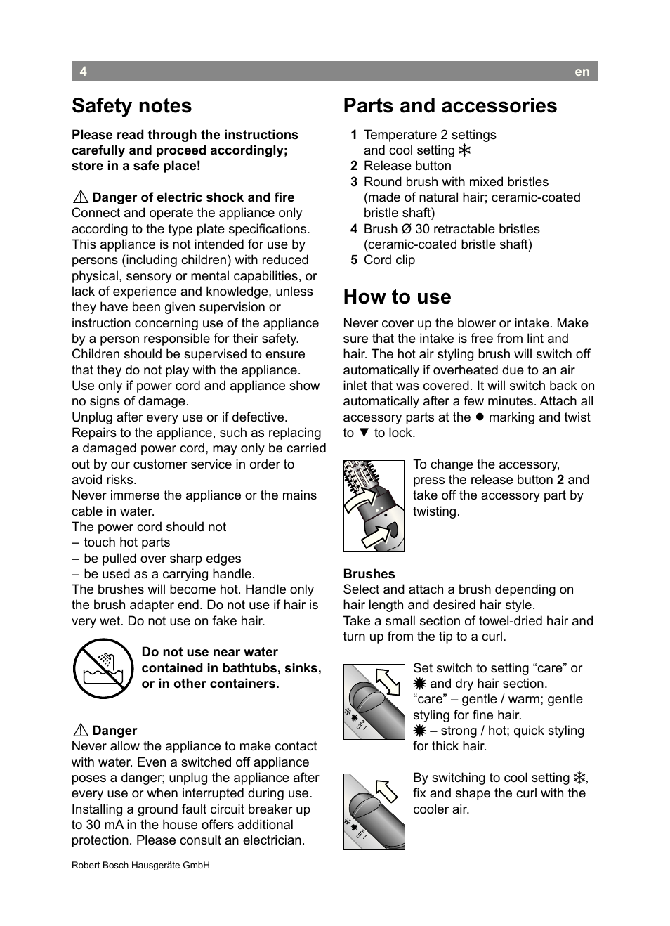 Parts and accessories, How to use | Bosch PHA2302 User Manual | Page 6 / 46