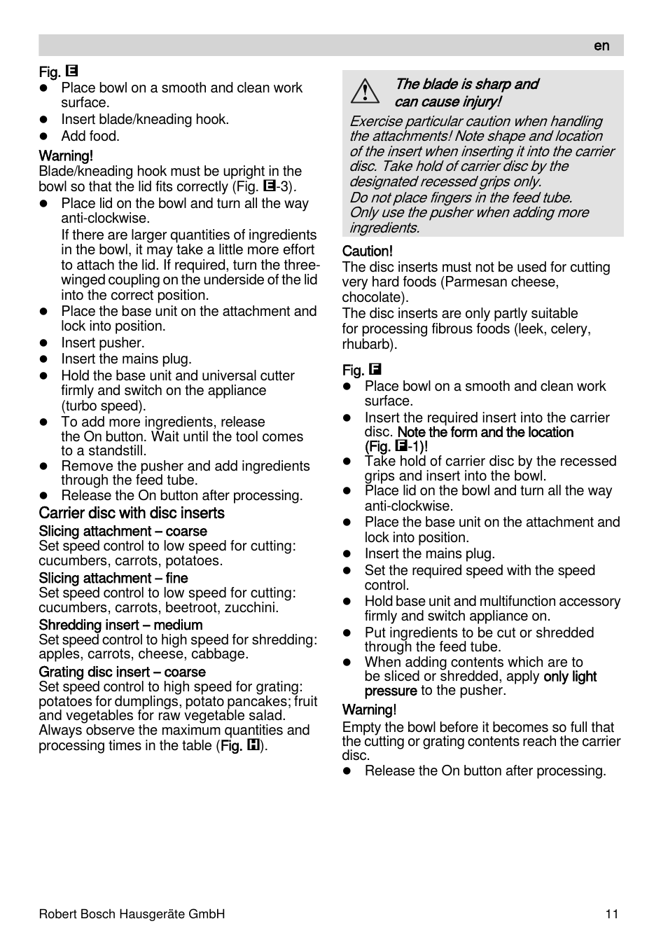 Bosch MSM88190 User Manual | Page 11 / 108